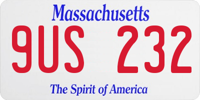 MA license plate 9US232