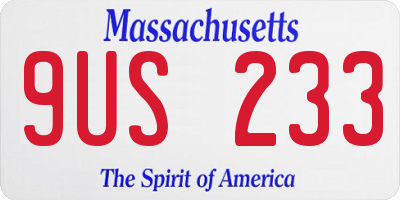 MA license plate 9US233