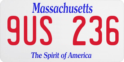 MA license plate 9US236