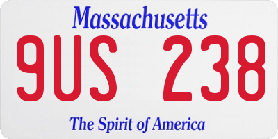 MA license plate 9US238