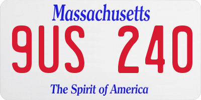 MA license plate 9US240