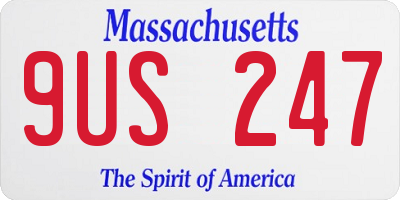 MA license plate 9US247