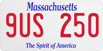MA license plate 9US250