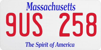 MA license plate 9US258