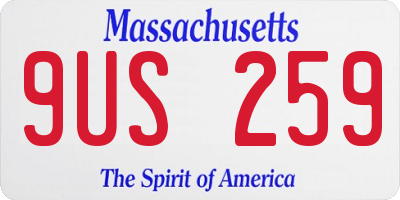 MA license plate 9US259