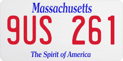 MA license plate 9US261