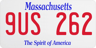 MA license plate 9US262