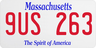 MA license plate 9US263