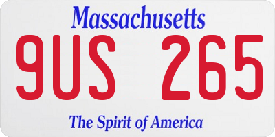 MA license plate 9US265