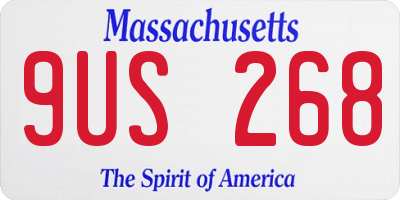 MA license plate 9US268