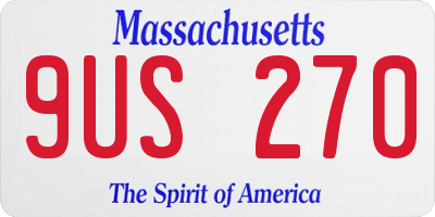 MA license plate 9US270