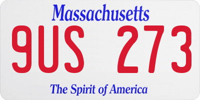 MA license plate 9US273
