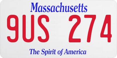 MA license plate 9US274