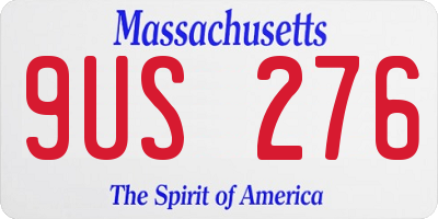 MA license plate 9US276