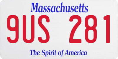 MA license plate 9US281