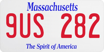 MA license plate 9US282