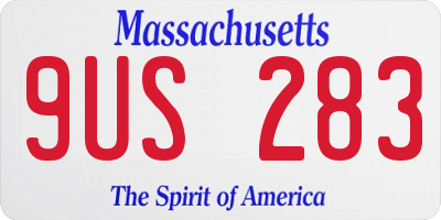 MA license plate 9US283