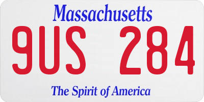 MA license plate 9US284