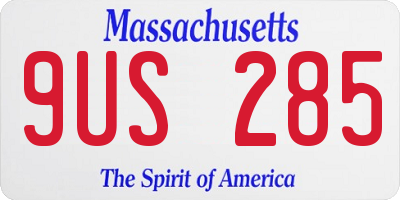 MA license plate 9US285