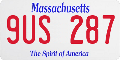 MA license plate 9US287