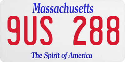 MA license plate 9US288