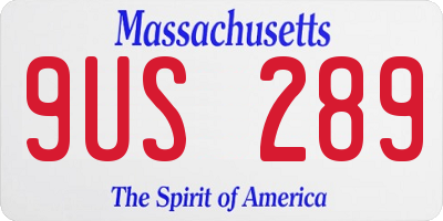 MA license plate 9US289