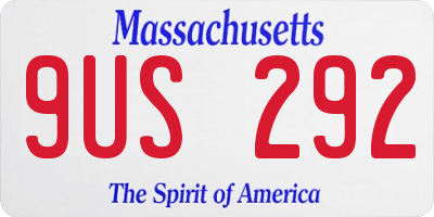 MA license plate 9US292