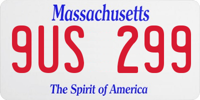 MA license plate 9US299