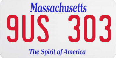 MA license plate 9US303