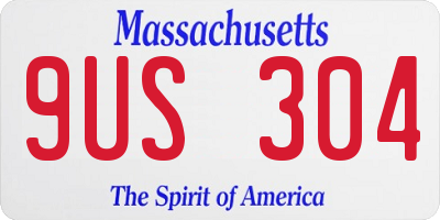 MA license plate 9US304