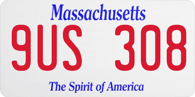 MA license plate 9US308