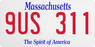 MA license plate 9US311
