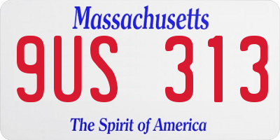 MA license plate 9US313