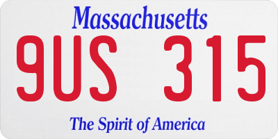 MA license plate 9US315