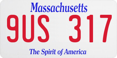 MA license plate 9US317