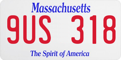 MA license plate 9US318
