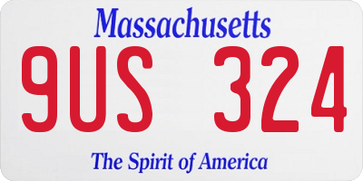 MA license plate 9US324