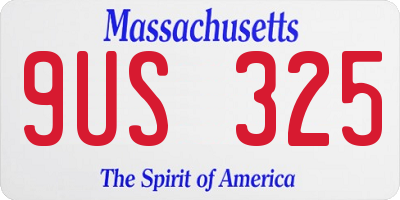 MA license plate 9US325