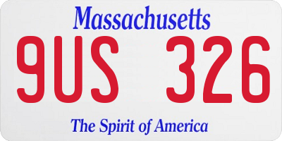 MA license plate 9US326