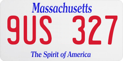 MA license plate 9US327