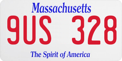 MA license plate 9US328