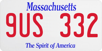 MA license plate 9US332