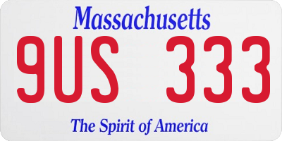 MA license plate 9US333
