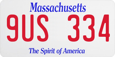 MA license plate 9US334