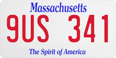 MA license plate 9US341