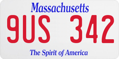 MA license plate 9US342