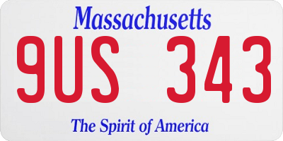 MA license plate 9US343