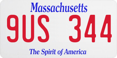 MA license plate 9US344