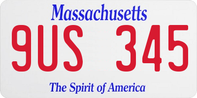 MA license plate 9US345
