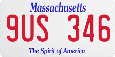 MA license plate 9US346